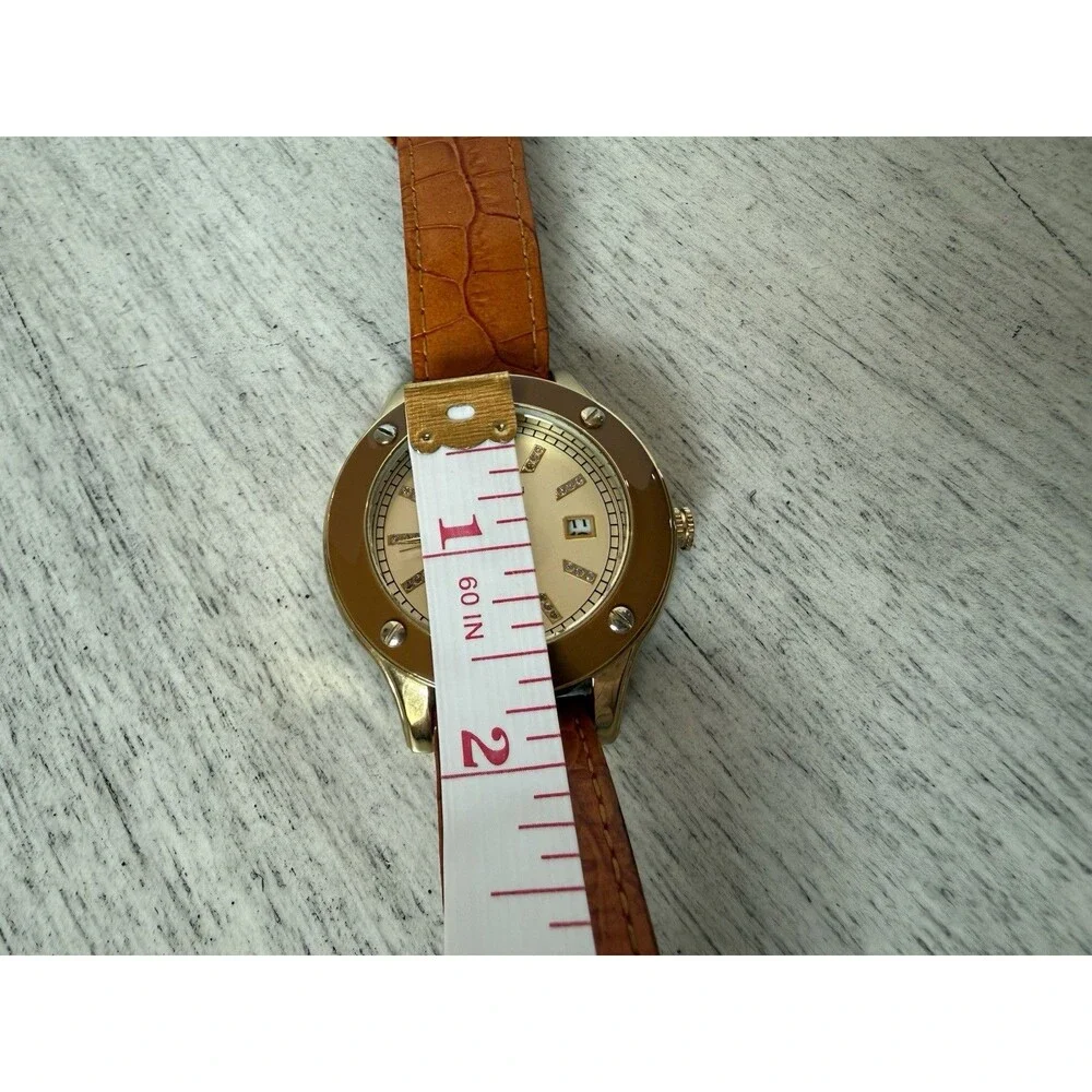 Anne Klein Watch Women's Gold Tone Brown Leather Band Quartz Analog WR 100FT SS